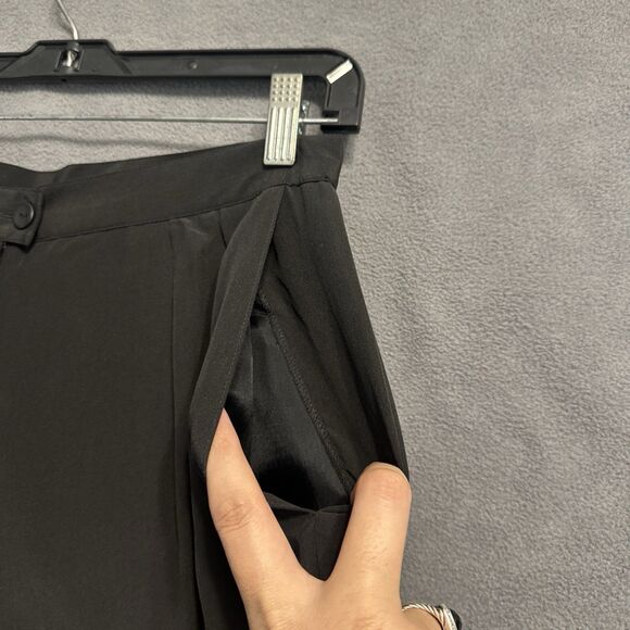 Vintage City Silk Pants Pleated Trousers Lined Womens Size 10 Black Old Money - Picture 3 of 8